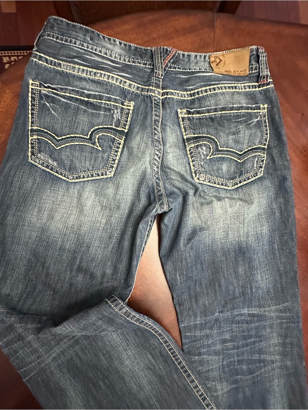 Big Star Voyager Y2K Heavy Stitch Whiskered Distressed Grunge Western Blue Jeans